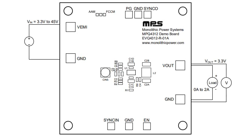 Application Circuit Diagram - Monolithic Power Systems (MPS) EVQ4312-R-01A Evaluation Board